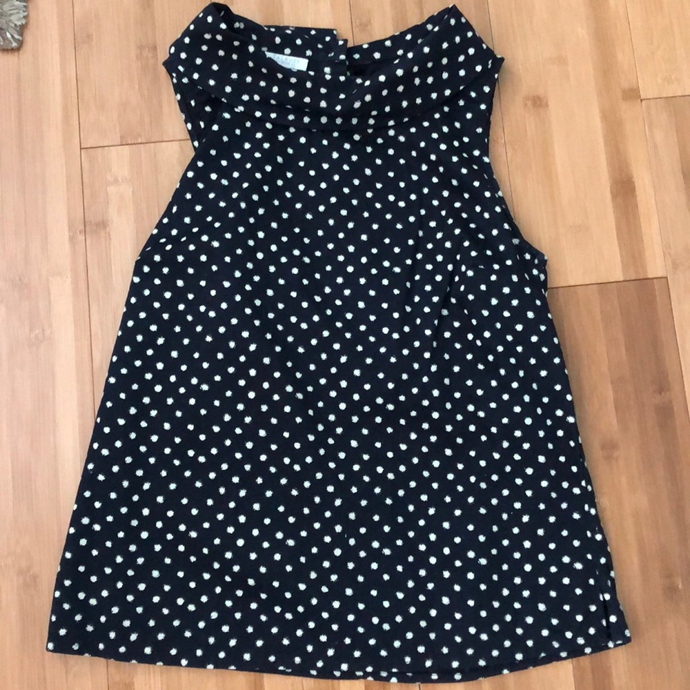 Talbots petites collared navy polka dot Top size P